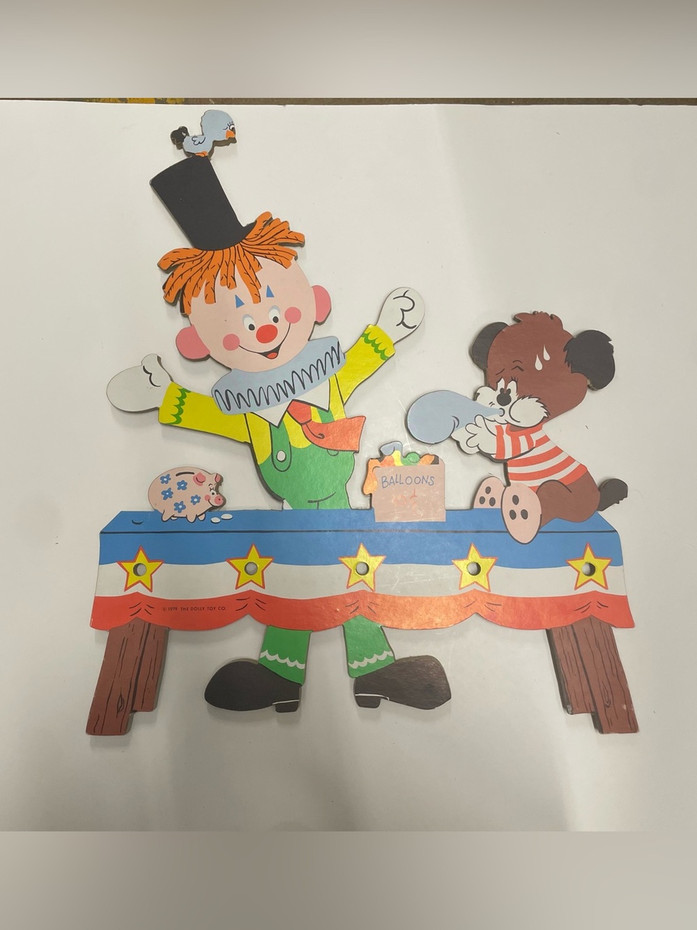 VNTG Dolly Toy Co. Tidee Up Clothes Hanger Balloon Man & Dog Nursery Decor USAp - Picture 6 of 13